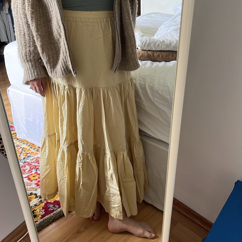 Eskandar tiered maxi skirt cream